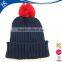 custom funny winter handmade knit beanie pompom hat for adult