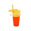 2021 Hot Sale Plastic Mugs Color Changing Tumbler Cups Bulk Christmas Plastic Magic Mugs with Lids and Straws