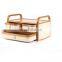 3 drawers bamboo storage box for makeup remover pad multi-purpose organizer