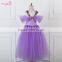 New designed light tulle dress with band decoration in pure purple
