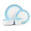 Modern Sky Blue Reactive Dinner Set 16pcs For Sale