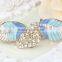 fashionable leaves shape alloy enamel crystal barrette