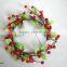 2015 Christmas flower 6.5" Christmas cream red berry candle ring with special plastic flower for christmas decoration