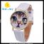 WJ-5340 big eyes cat face personality leather strap quartz fancy lovely women wrist watch