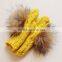 Ladies Acrylic Jacquard Knitted Glove With Real Raccoon Fur Pompoms Pearl Decorated