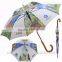 Digital Printing Wooden Handle European Style Straight Umbrella S10047