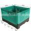 HDPE foldable perforated crate for storage/four-entry easy handling folding crate