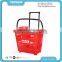 31L Supermarket Rolling Plastic Shopping Basket With Wheels
