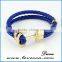 Fashion Jewelry fashion bracelet mens navy braided leather anchor bracelet