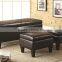 Leather Storage Ottoman with Two Square Ottomans