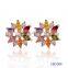 2016 Hot Selling Fashion Custom Multi-colors Women Flower Gold 925 Sterling Silver Earrings Design for Girls