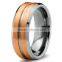 8MM Tungsten Carbide Ring, 18K Rose Gold Brushed Tungsten Carbide Ring, Fashion Tungsten Wedding Band Ring