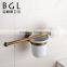 New design Brass Antique bronze bathroom accessories Wall mounted Toilet brush Holder and wihte ceramic cup