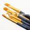 6Pcs High Elastic Nylon Flat Hair Long Pole Gold Plated Brass Copper Tube With Wood Handle Oil Paintbrush Hook Line Pen Art Se