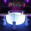 modern garden and outdoor bar counter with illuminated LED stool
