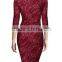 Women's Elegant Floral Lace 2/3 Sleeve Slim Evening Dress
