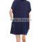 Fashion Muslim Dress Casual-chic Style Slouchy Pockets Cowl-Neck Short Sleeve Cotton Dresses for Women