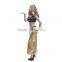 Halloween cosplay costumes clothing for adult tops and long skirt in gold color