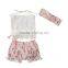 High Quality Baby Girls Clothes 2 Pieces Floral Pompom Outfits For toddler girls