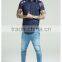 2016 Fashion Design Mens Baseball Jersey with Sublimation Printed Sleeves 100% Polyester Curved Hem 1/4 Zipper Baseball T Shirt