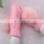 Knitted weaving gilrs mittens with big rabbit fur pom pom