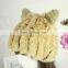 Hand made knitted winter rabbit fur hat cat ear cap for women winter