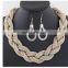European fashion fancy Metal concise temperament of twist chain necklace earrings jewelry set