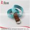 personalized high quality green white stripe woven womens western fabric belt