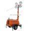 hand push mobile engineering light tower with 2/4 lamps gasoline/diesel engine pack light tower