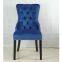 Blue Velvet Dining Chair in Solid Wood with buttons,nailhead,knocker and tufted designs