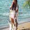 New Chiffon white Floral Pareo Beach Cover Up Women Cardigan Bathing Bikini Swimwear Cover Up Beach Long Dress Sarong Wrap