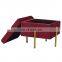 Customized Modern And Fashion Classic Color Blending Breey Red Velvet Stool Storage Ottoman With Golden Metal Legs