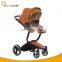 OEM luxury high view 3 in 1 PU leather waterproof baby stroller