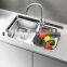 High Level Custom Double Bowls Kitchen Basin Sink Stainless Steel 304