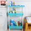 Movable Plastic Bathroom Kitchen Storage Organizer Rack Shelf Removable With Wheels