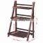 3 Tier Folding Wood Flower Pot Shelf Stand Wooden Display Rack Indoor Outdoor Garden