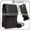high quality black genuine leather mobile phone pouch neck hanging phone bag for iphone