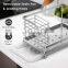 Stainless Steel Sink Caddy Kitchen Counter Sink Organizer with Drain Pan Dishcloth Hanging Rack Sponge Holder