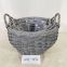 Natural Material Gray Round Vintage Wicker Woven Storage Basket