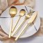 Wholesale Reusable dinnerware Custom Logo Luxury Wedding Spoon Fork Knife Stainless Steel Rose Gold Cutlery Flatware Sets