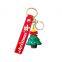 Wholesale 3D Pvc Christmas Claus Tree Cute Keychain Christmas Promotional Gift Metal Keyring Cartoon Elk Snowman Rubber Keychain