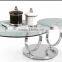 Stylish design stainless steel glass coffee table