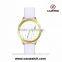 New fashion design unisex watch, creative tornado dial with 16 stars, rose-gold plated trendy elegant white leather watch