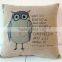 Owl Embroidery Cushion Cover/OEM stuffed owel cushion