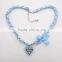 Wholesale blue fabric stainless steel chains bowknot design heart pendant necklace set for Oktoberfest                        
                                                                                Supplier's Choice