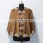 wholesale price cashmere cape with fox fur flowers