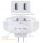 LED night light with dusk to dawn sensor and dual USB wall Plate charger