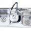 Gourmet Double Bowl Top Mount Stainless Steel Kitchen Sink w/ Waste Bin & Knife Holder B13