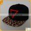 6 panel flat bill 3d embriodered custom brand Leopard snapback caps