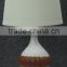 smll MOQ silver bullet pottery table lamp with white cylinder fabric lamp shade mass production